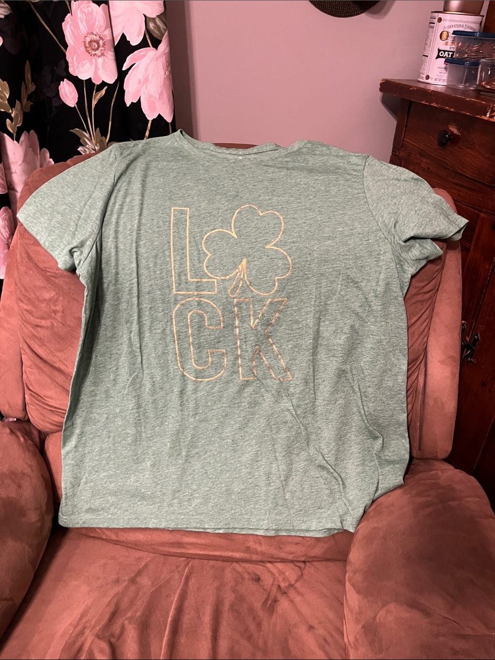 Women's Heather Green 'Luck' Short-Sleeve Graphic Tee